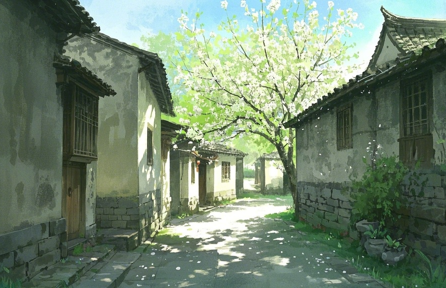 梨花深巷，春光正好